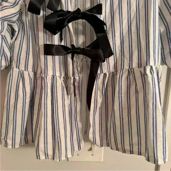 Boutique Striped Bow Puff Sleeve Top - Size Small - Picture 5 of 6